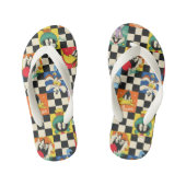 LOONEY TUNES™-tekens op zwart-witchecker Kinder Teenslippers (Voetbed)