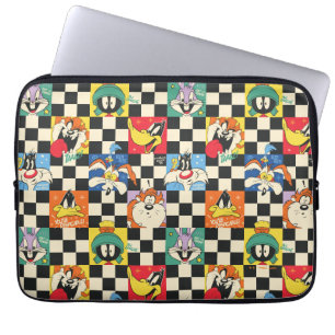 LOONEY TUNES™-tekens op zwart-witchecker Laptop Sleeve