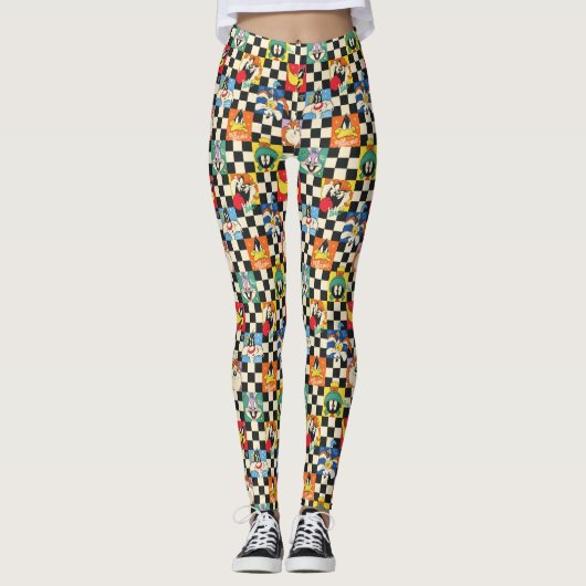 LOONEY TUNES™-tekens op zwart-witchecker Leggings (Voorkant)