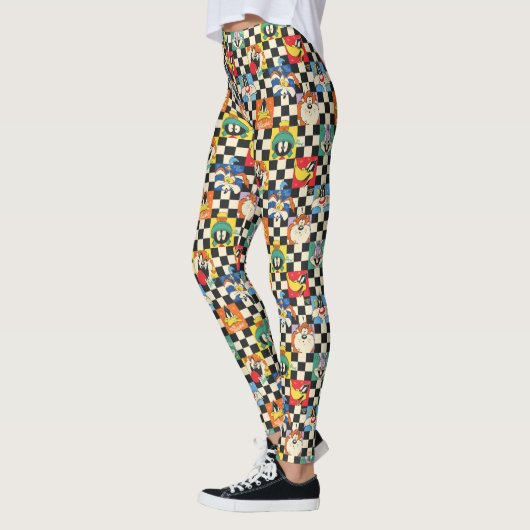 LOONEY TUNES™-tekens op zwart-witchecker Leggings (Links)