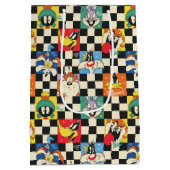 LOONEY TUNES™-tekens op zwart-witchecker Medium Cadeauzakje (Achterkant)