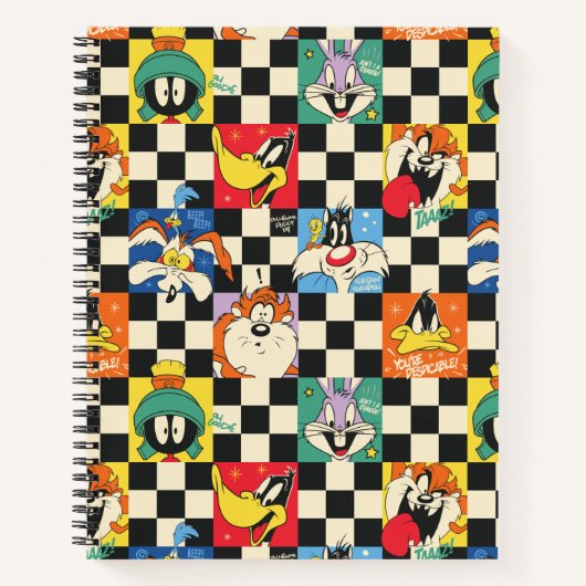 LOONEY TUNES™-tekens op zwart-witchecker Notitieboek (Voorkant)