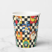 LOONEY TUNES™-tekens op zwart-witchecker Papieren Bekers (Achterkant)