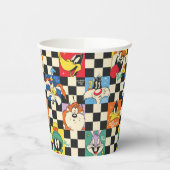 LOONEY TUNES™-tekens op zwart-witchecker Papieren Bekers (Links)
