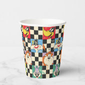 LOONEY TUNES™-tekens op zwart-witchecker Papieren Bekers (Rechts)