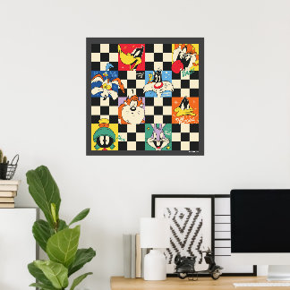 LOONEY TUNES™-tekens op zwart-witchecker Poster