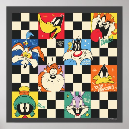 LOONEY TUNES™-tekens op zwart-witchecker Poster (Voorkant)
