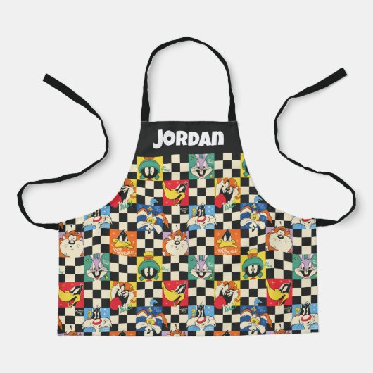 LOONEY TUNES™-tekens op zwart-witchecker Schort (Voorkant)