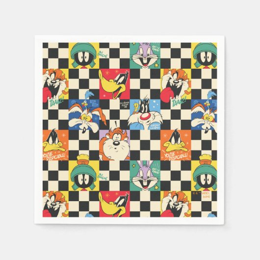 LOONEY TUNES™-tekens op zwart-witchecker Servet (Voorkant)