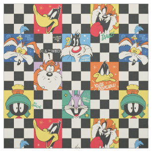 LOONEY TUNES™-tekens op zwart-witchecker Stof