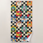 LOONEY TUNES™-tekens op zwart-witchecker Strandlaken (Voorkant)