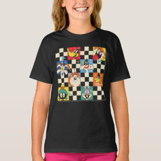 LOONEY TUNES™-tekens op zwart-witchecker T-shirt
