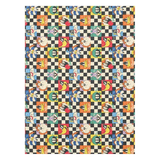LOONEY TUNES™-tekens op zwart-witchecker Tafelkleed (Voorkant)