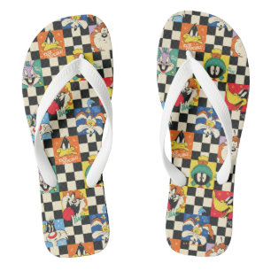 LOONEY TUNES™-tekens op zwart-witchecker Teenslippers