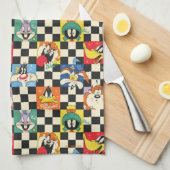 LOONEY TUNES™-tekens op zwart-witchecker Theedoek (Quarter Fold)