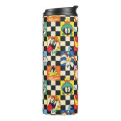 LOONEY TUNES™-tekens op zwart-witchecker Thermosbeker (Gedraaid links)