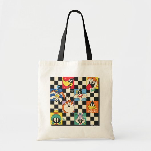 LOONEY TUNES™-tekens op zwart-witchecker Tote Bag (Voorkant)