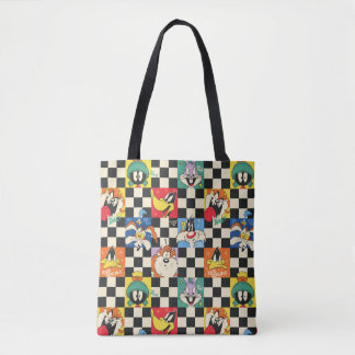 LOONEY TUNES™-tekens op zwart-witchecker Tote Bag