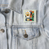 LOONEY TUNES™ TWEETY™ Little Helper Vierkante Button 5,1 Cm (In situ)