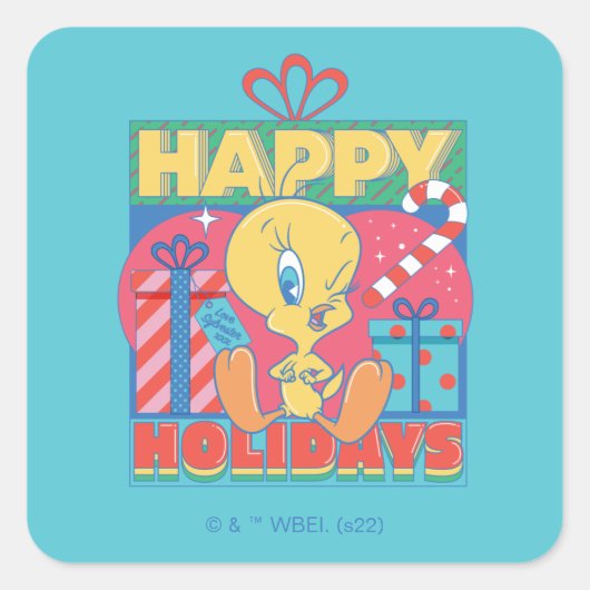 LOONEY TUNES™ | TWEETY™ Prettige feestdagen Vierkante Sticker (Voorkant)