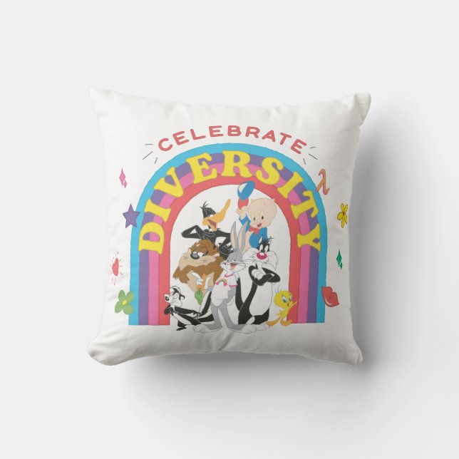 LOONEY TUNES™ - Vier de regenboog van de Pride-reg Kussen (Voorkant)