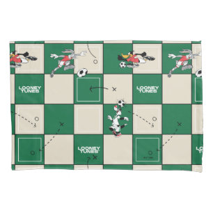 LOONEY TUNES™ Voetbal rasterpatroon Kussensloop