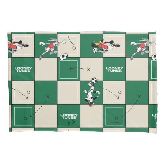 LOONEY TUNES™ Voetbal rasterpatroon Kussensloop (Voorkant)