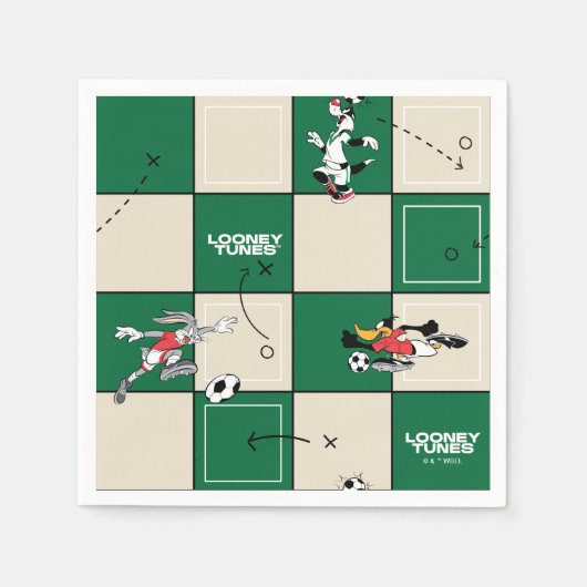 LOONEY TUNES™ Voetbal Rasterpatroon Servet (Voorkant)