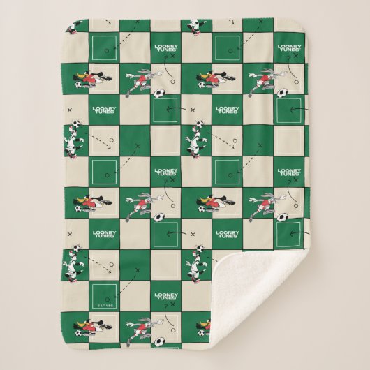 LOONEY TUNES™ Voetbal Rasterpatroon Sherpa Deken (Voorkant)