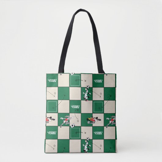 LOONEY TUNES™ Voetbal Rasterpatroon Tote Bag (Voorkant)