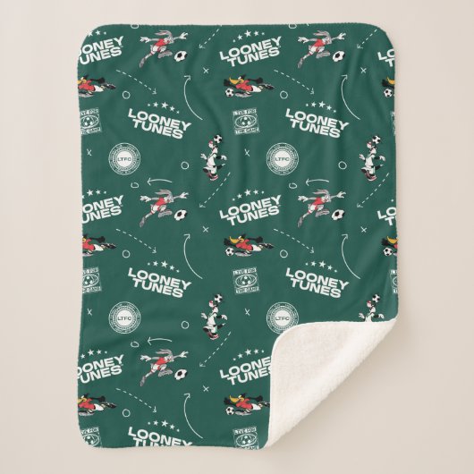 LOONEY TUNES™ Voetbal Speelboek Patroon Sherpa Deken (Voorkant)