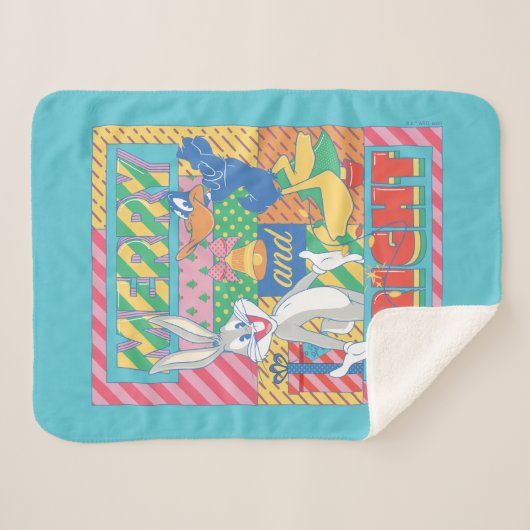 LOONEY TUNES™ | Vrolijk en helder kerstfeest Sherpa Deken (Voorkant (horizontaal))