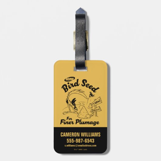 LOONEY TUNES™ | WEGRUNNER™-vogelzaad Bagagelabel (Achterkant verticaal)