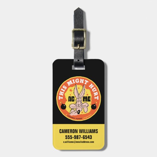 LOONEY TUNES™ | WILE E. COYOTE™ Dit kan pijn veroo Bagagelabel (Voorkant verticaal)