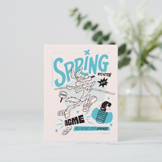 LOONEY TUNES™ | WILE E. COYOTE™ Spring in Action Briefkaart (Staand voorkant)