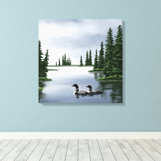 Loons op watercanvas afdrukken (Insitu (Houten vloer))