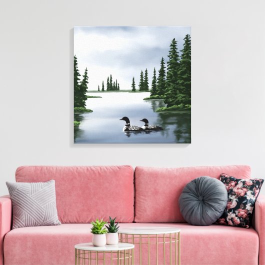 Loons op watercanvas afdrukken (Insitu (Woonkamer))