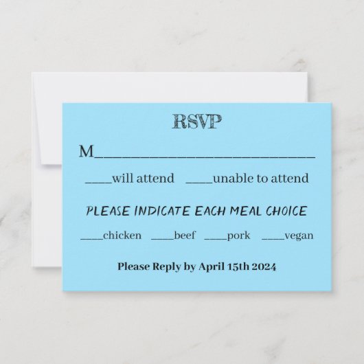 Loons Sundet Blauw RSVP Kaartje (Voorkant)