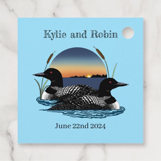Loons Sunset Blue Bedankjes Labels (Achterkant)