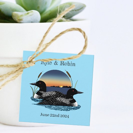 Loons Sunset Blue Bedankjes Labels
