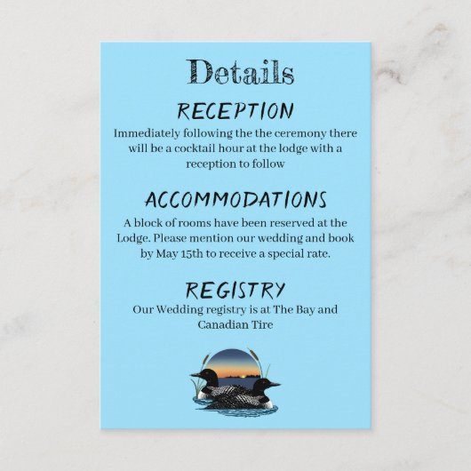Loons Sunset Blue Informatiekaartje (Voorkant)