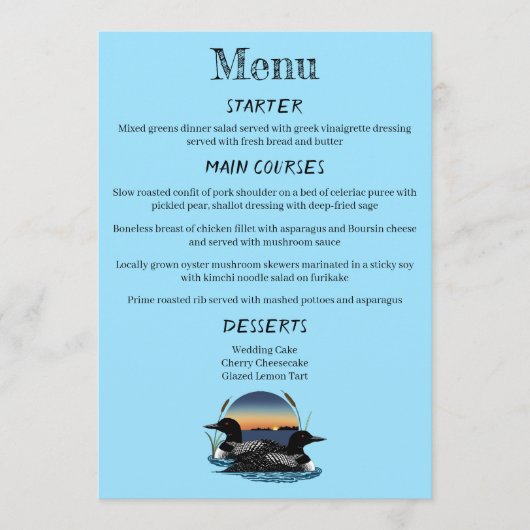 Loons Sunset Blue Menu (Voorkant)