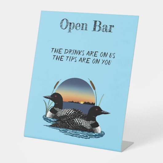Loons Sunset Blue Open Bar Reclamebord Met Voetstuk (Voorkant)