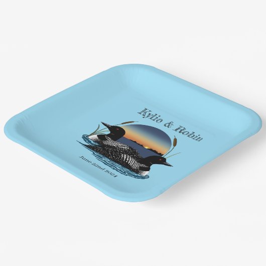 Loons Sunset Blue Papieren Bordje (Gebogen)