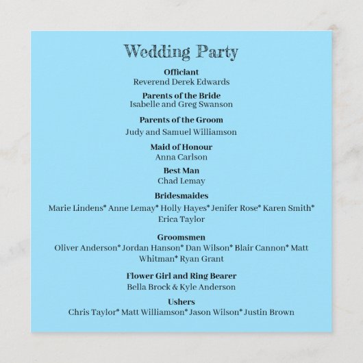 Loons Sunset Blue Programmakaart (Achterkant)