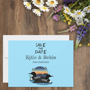 Loons Sunset Blue Save The Date