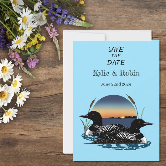 Loons Sunset Blue Save The Date
