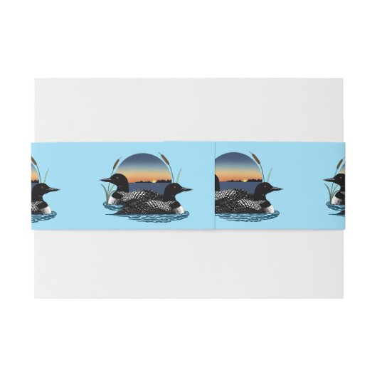 Loons Sunset Blue Uitnodigingen Wikkel (Achterkant Voorbeeld)