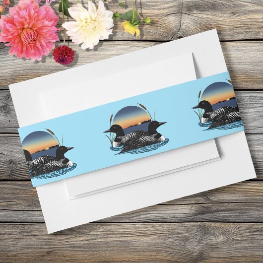 Loons Sunset Blue Uitnodigingen Wikkel