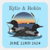 Loons Sunset Blue Vierkante Sticker (Voorkant)